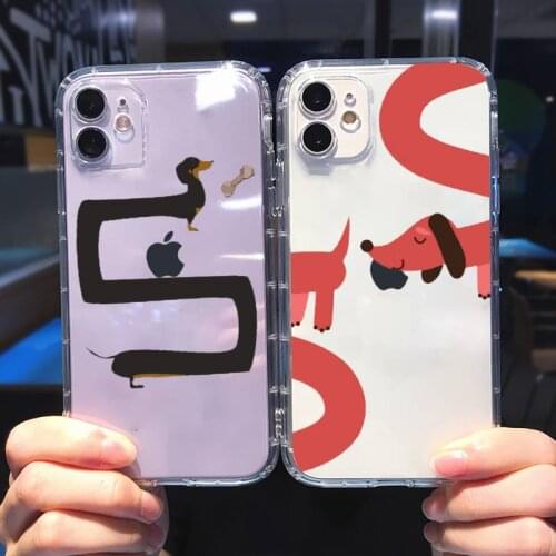 Dachshund dog cute cartoon Phone Case Transparent for iPhone 11 12 mini pro XS MAX 8 7 6 6S Plus X 5S SE 2020 XR