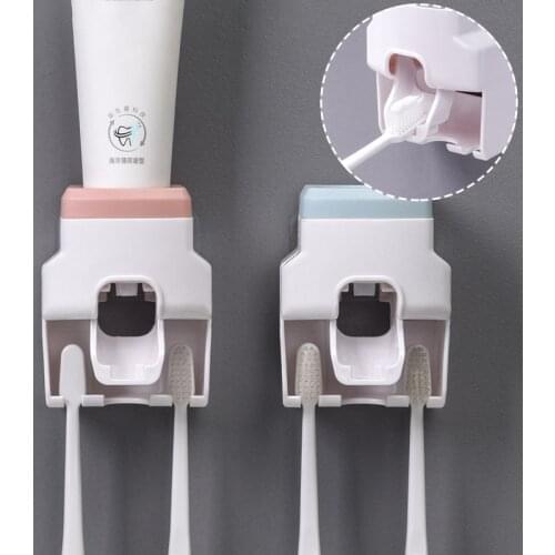 Automatic Toothpaste Squeezing Device Toothpaste Holder Bathroom Accessories Storage Organizer Toothbrush Holder Wall Shelf