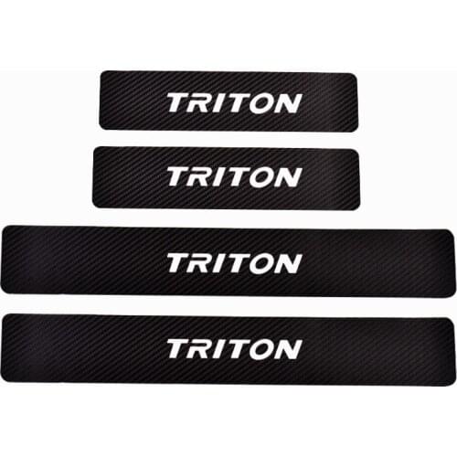 For Mitsubishi Triton Car Door Sill Step Plate Carbon Fiber Pu leather Car-Styling