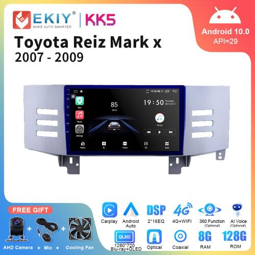EKIY Android 10 Multimedia Radio For Toyota Reiz Mark x 2007 2009 Car Navigation GPS Video Player Stereo Head Unit No 2 Din DVD
