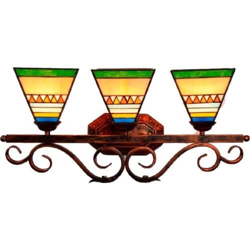 European Southeast Asian Style Tiffany Bathroom Mirror Headlights American Corridor Bar Restaurant 3 Glass Wall Lights
