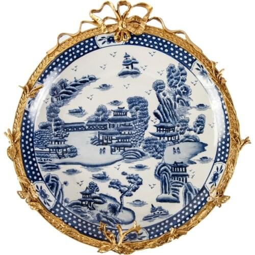 Porcelain Bank Bowl Vintage France Ceramic Wall Hanging Plate/Dish Hand Painted Collectible Home Decor