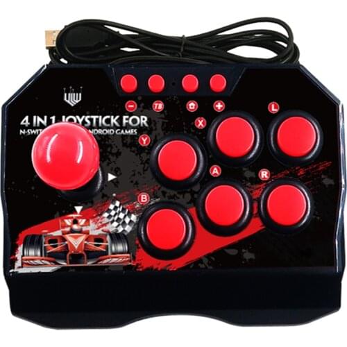 4-in-1 USB Wired Game Joystick Retro Arcade Station TURBO Games Console Rocker Fighting Controller for PS3/Switch/PC/Android TV