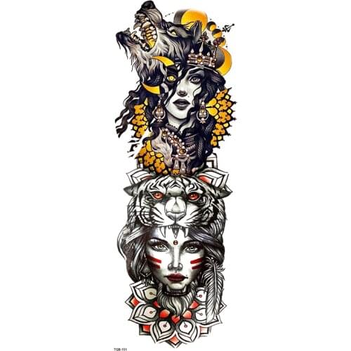 Celtic Druid Forest Queen Full Arm Waterproof Temporary Tattoos Men Glitter Tattoo Arm Sleeves Temporary Tatoo Fake Tattoo