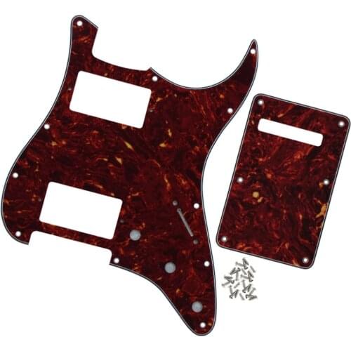 Red Tortoise Shell 4Ply HH Guitar Pickguard 11 Holes & Back Plate Tremolo Spring Cover & Screws for FD ST Strat Guitar