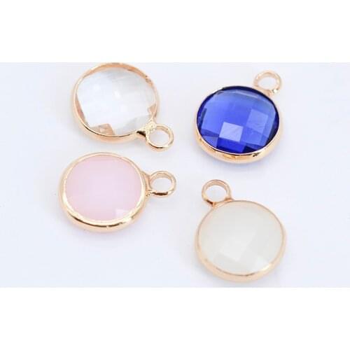 12p10mm Round 1-Loop Metal bead Crystal Necklace Charm Pendant Earring Connector DIY Jewelry Making Earring Necklace Accessories