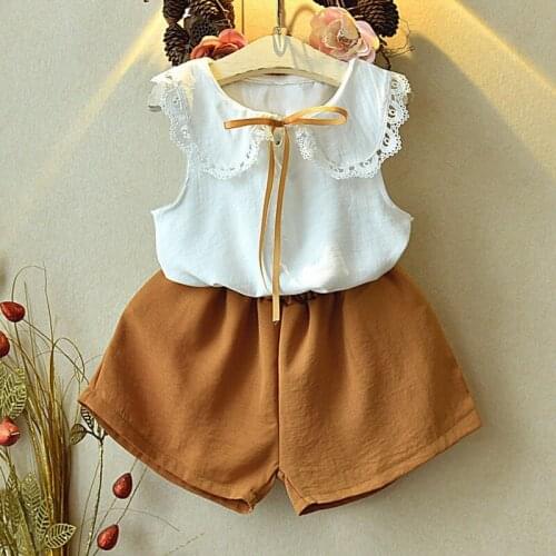 Hot Baby Girl Clothes Summer Childrens Girls' Clothing Sets Kids Baby Clothes Toddler Chiffon Bowknot Top+Shorts 1-7Y