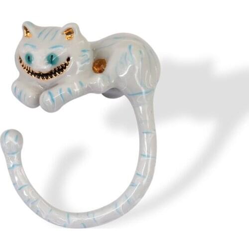 European and American Style Trendy Temperament Fashion Personality Cute Cat Enamel Ring Thailand Boutique Cartoon Animal Ring