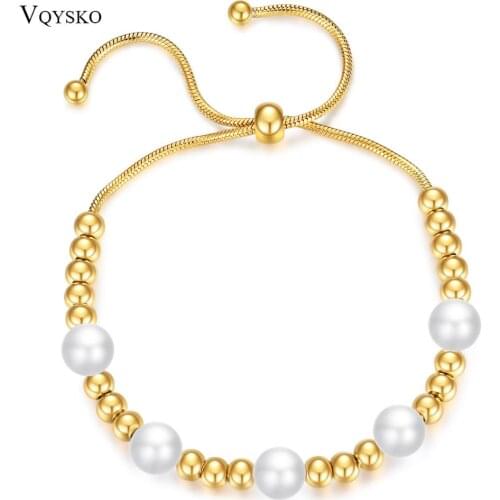 Fashion Party Jewelry Bracelets Adjustable Snake Chain With White Pearl Bracelets For Women Wedding Jewellry