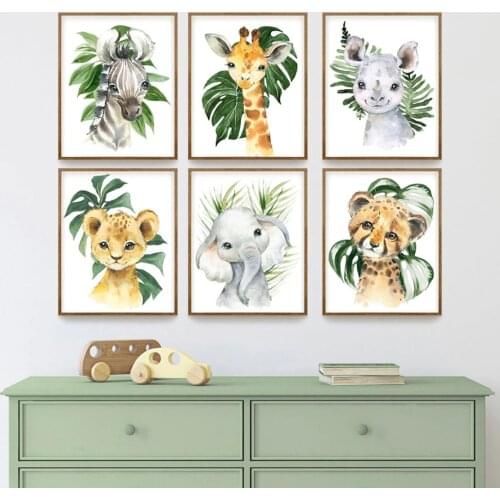 Cartoon Animal Diamond Painting Plant Leaf Lion Zebra Giraffe Elephant Diamond Embroidery Cross Stitch Baby Kids Gift Home Decor