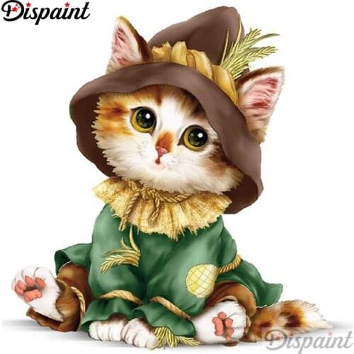 Dispaint Full Square/Round Drill 5D DIY Diamond Painting "Animal cat scenery" Embroidery Cross Stitch 3D Home Decor Gift A12525