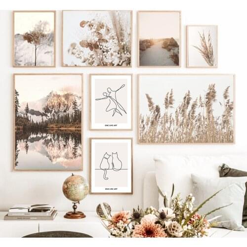Beige Grass Landscape Canvas Painting Nordic Wall Art Picture Scenery Modern Home Decor Poster and Print Living Room Wall Decor