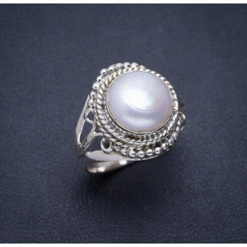 Natural River Pearl Handmade Unique 925 Sterling Silver Ring 6.75 A1274