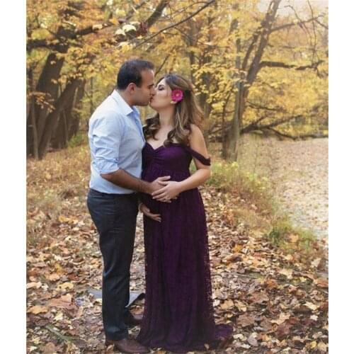 New Hot Maternity Pregnant Women Photography Props Europe women lace pregnant women tail short-sleeved Trailing dress skirt