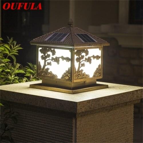 OUFULA Solar Wall Outdoor Lights LED Pillar Lighting Waterproof Modern Post Light Fixture For Patio Porch Balcony Villa