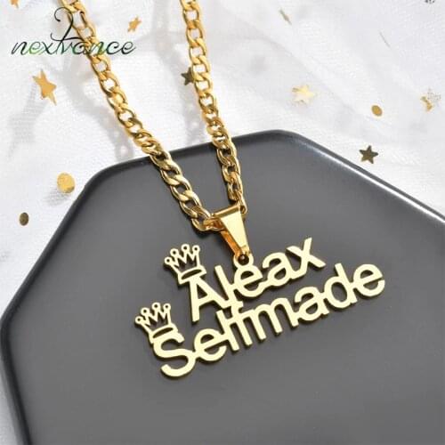 Nextvance Fashion Customize Personalized Two Name Necklace Stainless Steel Nameplate Pendant NK Chain for Women Jewelry Gift