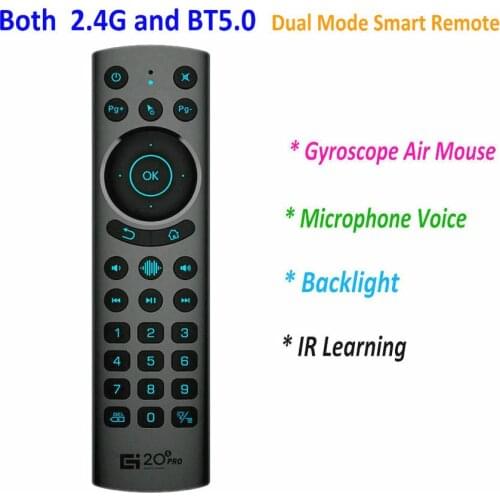 Both 2.4G RF and BT5.0 Gyroscope Air Mouse Voice Search Control for Android Smart TV Box Remote Controller