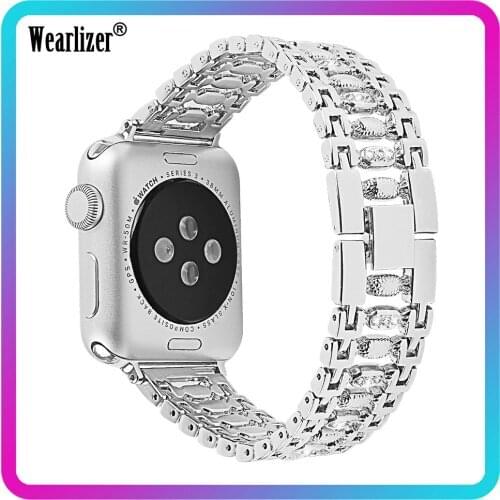 Watchband for Apple Watch Stainless Steel Rhinestone Chain Clasp Strap Women Replacement Bracelet Band for iWatch Series 5 4 3 2
