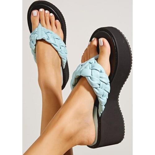 Platform Flip Flops Women Slippers Summer Outdoor Beach Shoes Casual Clip Toe Weaving Strap Sandals Femme Slip On Slide 2021