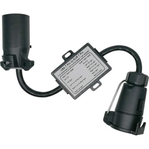 Trailer Light Connector USA To EU Truck Lamp Converter US 7-Way Blade Socket To Euro 7-Pin Round Plug Adapter Vehicle Linker