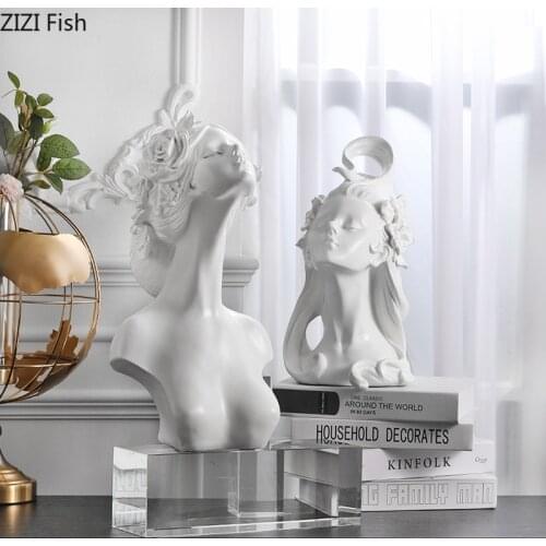 Character Statue Resin Portraits Statuette Ornaments Girly Room Decoration Desk Decorative Imitation Gypsum Sculpture Home Decor