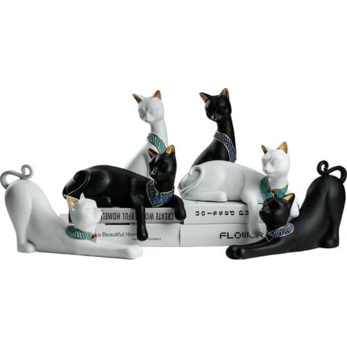 Vintage Egyptian Lucky Cat Crafts,Table Decor,Golde/silver Animal Decor,11 Inch Resin Wedding Gift