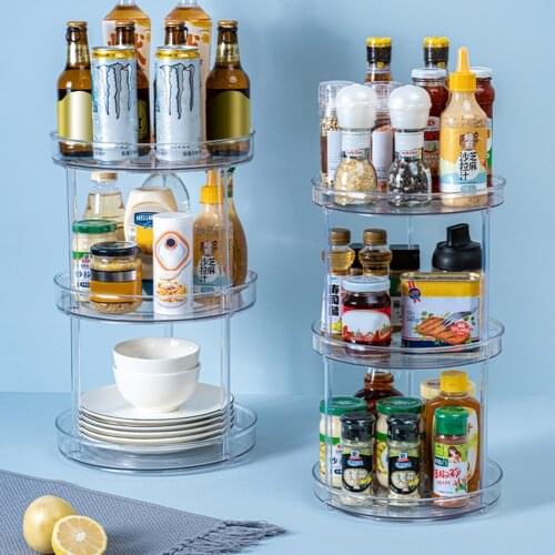 Rotating Kitchen Spice Storage Spice Drink Cosmetic Storage Rack Bottle Shelf Fruits Cosmetics Organizer for the Kitchen Cupboar