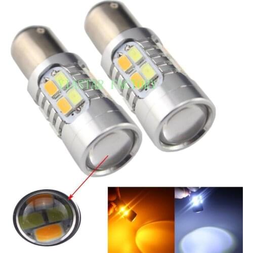Yiastar 10PCS 1157 P21/5W BAY15D 5730 20 SMD Amber/White Switchback Car Auto LED Bulbs 600Lm Turn Signal Light 12V Dual Color