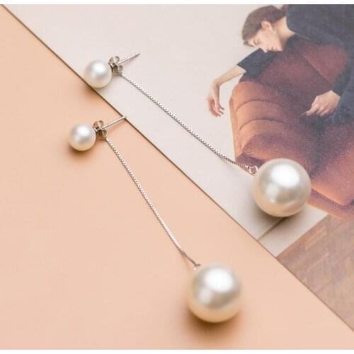 Shell Pearl Earrings 100% 925 Sterling Silver Drop Earrings Silver Jewelry