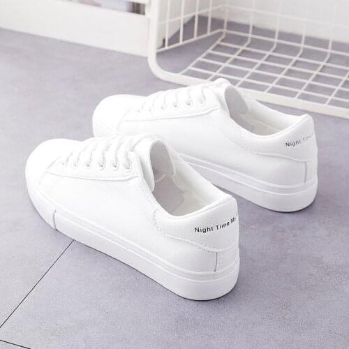 Women Sneakers 2021 Fashion Breathble Vulcanized Shoes Women Pu Leather Platform Shoes Women Lace Up Casual Shoes White New Hot