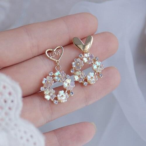 New Fashion Brand Jewelry 14K Gold Plated Heart Stud Earrings for Women Gift Elegant Flower Earrings