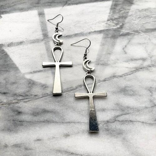 Ankh Moon Earrings Fashion Goth Witch Jewelry Women Gift 2020 New Delicate And Beautiful Crescent Wholesale Statement