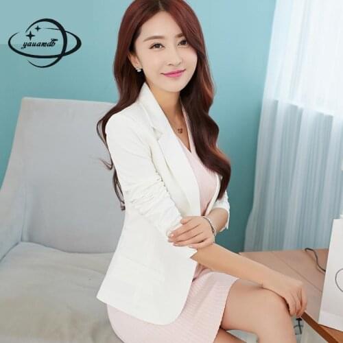 Yauamdb Women Blazer Autumn Winter Size S-3xl Female Solid Color Blazer Ladies Single Button Slim Jacket Pocket Coat Y65