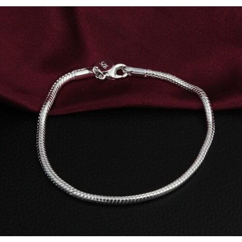 Fashion Personality Snake Bone Bracelet Ladies Charms Gift 8" Snake Bracelet Chain 3mm Thick Bracelet Jewelry woman Gift