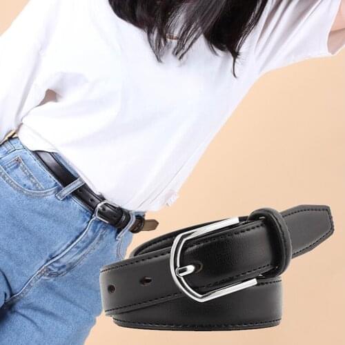 Ladies Man Vintage Solid Color PU Leather Alloy Pin Belt Buckle Waistband Adjustable Jeans Belt Gift