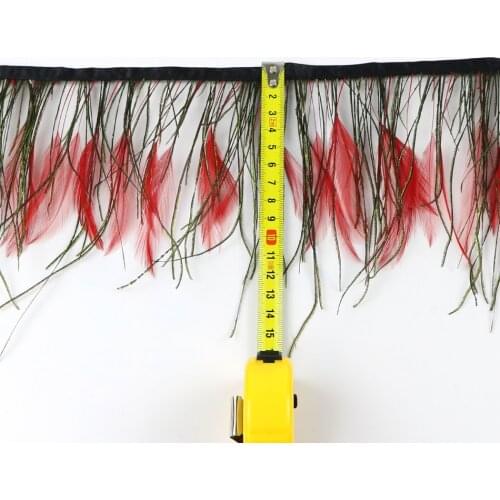 1 meter Peacock Feather Chicken Feather Trim Ribbon 8-10CM Real Peacock Plumes Fringe Wedding Stage Festival Cloth Sewing Fabric