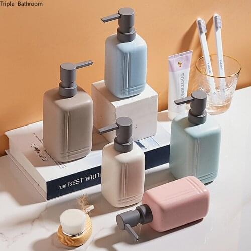 Nordic Matte Home Bathroom Supplies Ceramic Push Soap Dispenser Lotion Bottle Liquid Soap Container Bath Accessories Ornaments