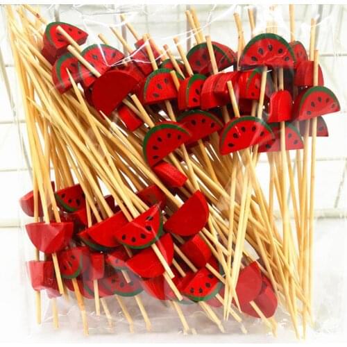 100Pcs/Bag Disposable Bamboo Picks Food Fruit Forks Handmade Cocktail Picks Toothpicks Picnic Party Supplies Tableware