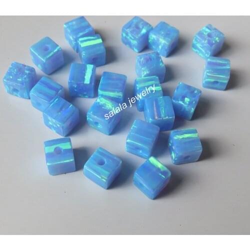 100pcs /lot 5mm Cube Fire Opal Synthetic Drilled Cube & Square Opal Beads for DIY Jewelry Necklace