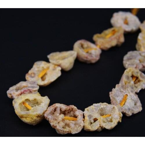15.5"/strand Yellow Titanium Natural Quartz Geode Druzy Freeform Slab Nugget Beads,Roug Crystal Drusy Slice Pendant Jeweller