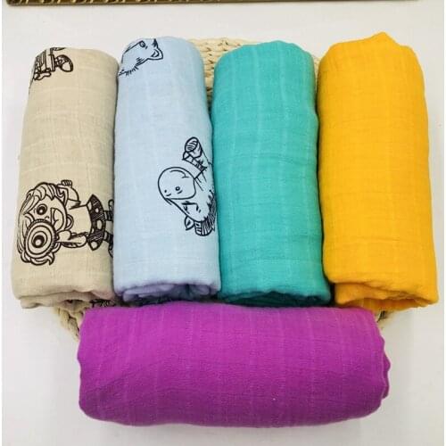 180g thick Pure color active printing 100% cotton baby blankets newborn swaddle blanket baby wrap kids bath milestone nest