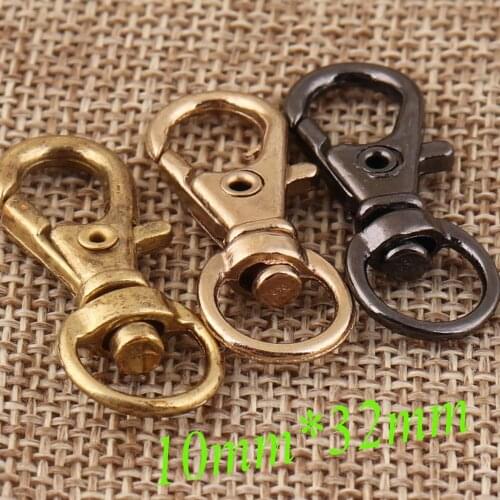 20 Pcs Lobster Swivel Clasps 10mm Black/Pale Gold/Bronze Hook Clasps Claws Carabiner Buckle Gate Bag Purse Strap Handbag Snap
