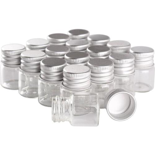 48pcs 5ml 22*30mm Glass Bottles with Aluminium Caps Mini Glass Jars Tiny Vials for Ink