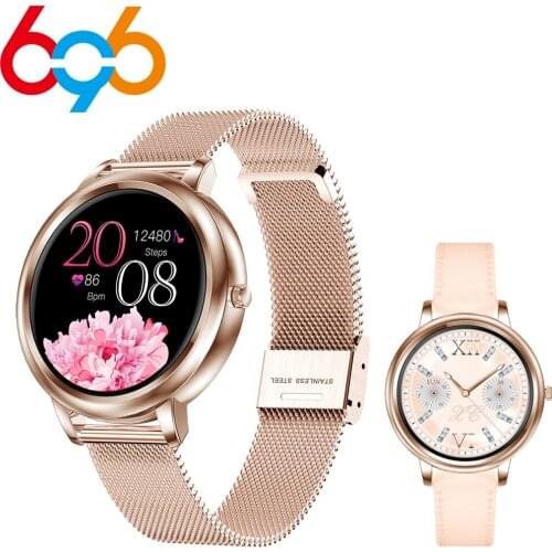 696 MK20 Women Smart Watch 2020 Fashion Ladies Full Screen Touch Smart Watch Pedometer Heart Rate Sleep Tracking Watches