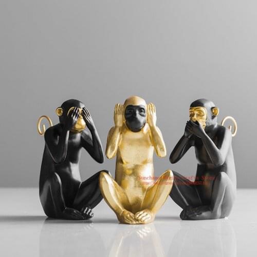 American Creative Three Non-monkey Ornaments Home Accessories Living Room Crafts Decoration Wine Cabinet TV Cabinet Nordic Bows