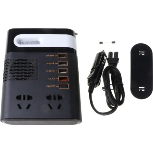 200W Car Inverter DC 12V/24V to AC 220V Voltage Converter QC3.0 USB Charger