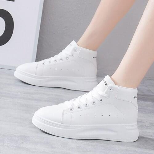 White High-top Leather Womens Vulcanized Shoes White High-top Leather Womens Vulcanized Shoes Wear-resistant Sports Shoes