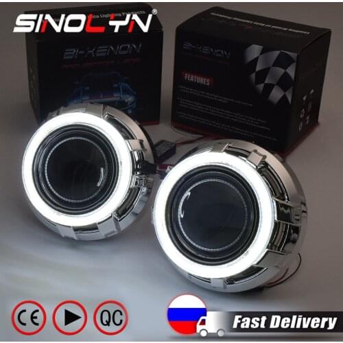 Sinolyn Headlight Lenses Angel Eyes Bi-xenon Lens 3.0 Pro HID Projector Retrofit COB LED Halo Car Lights Accessories DIY Tuning