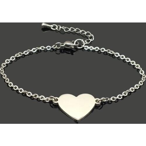 Love Heart Charm Stainless Steel Chain Bracelet High Quality Stainless Steel Love Pendant Chain Bracelet For Women Girls