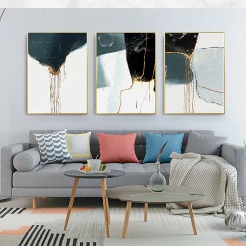 Original Abstract Flow Gold Posters And Prints Black And White Wall Art Wall Pictures For Living Room Nordic Home Decoration